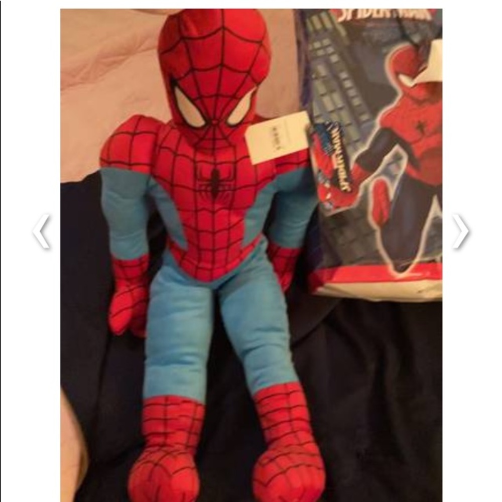 Large stuffed Spider-Man with matching gift bag